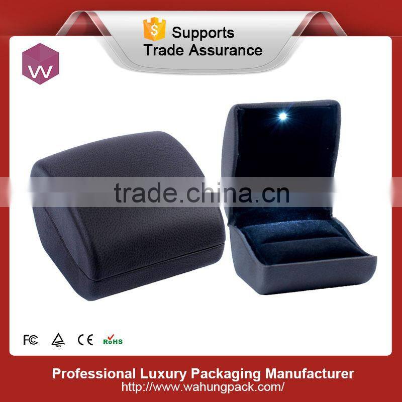Quality Customized Logo Pu Leather Jewelry Ring Box With Led Light