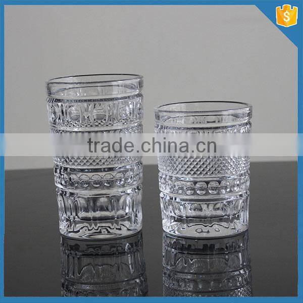 LXHY-B032 embossed whisky glass crystal DOF tumbler glasses