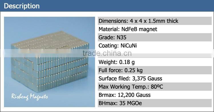 Super powerful magnets Neodymium blocks 4x4x1.5mm hand drill with magnet base