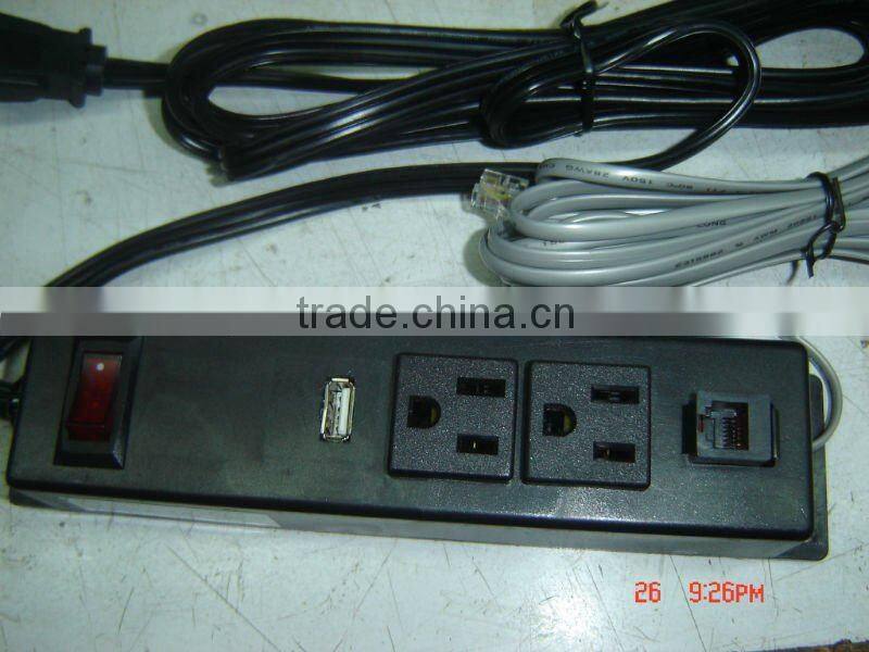 American 2 outlets socket with USB&ON/OFF switch&RJ11