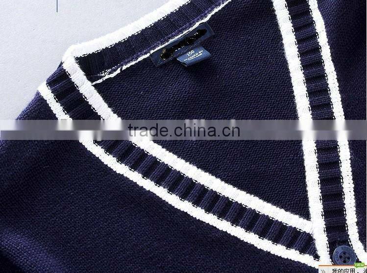 v neck children's thick cotton school uniform cardigan sweater