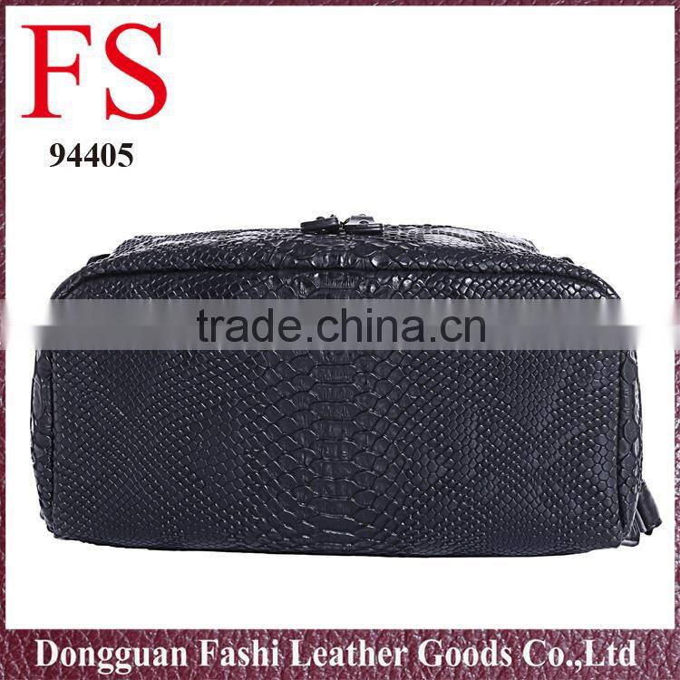 fashionable custom leather bag hot selling black snakeskin pu backpacks