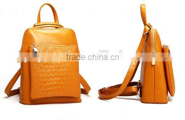 oem china supplier women crocodile orange leather backpacks