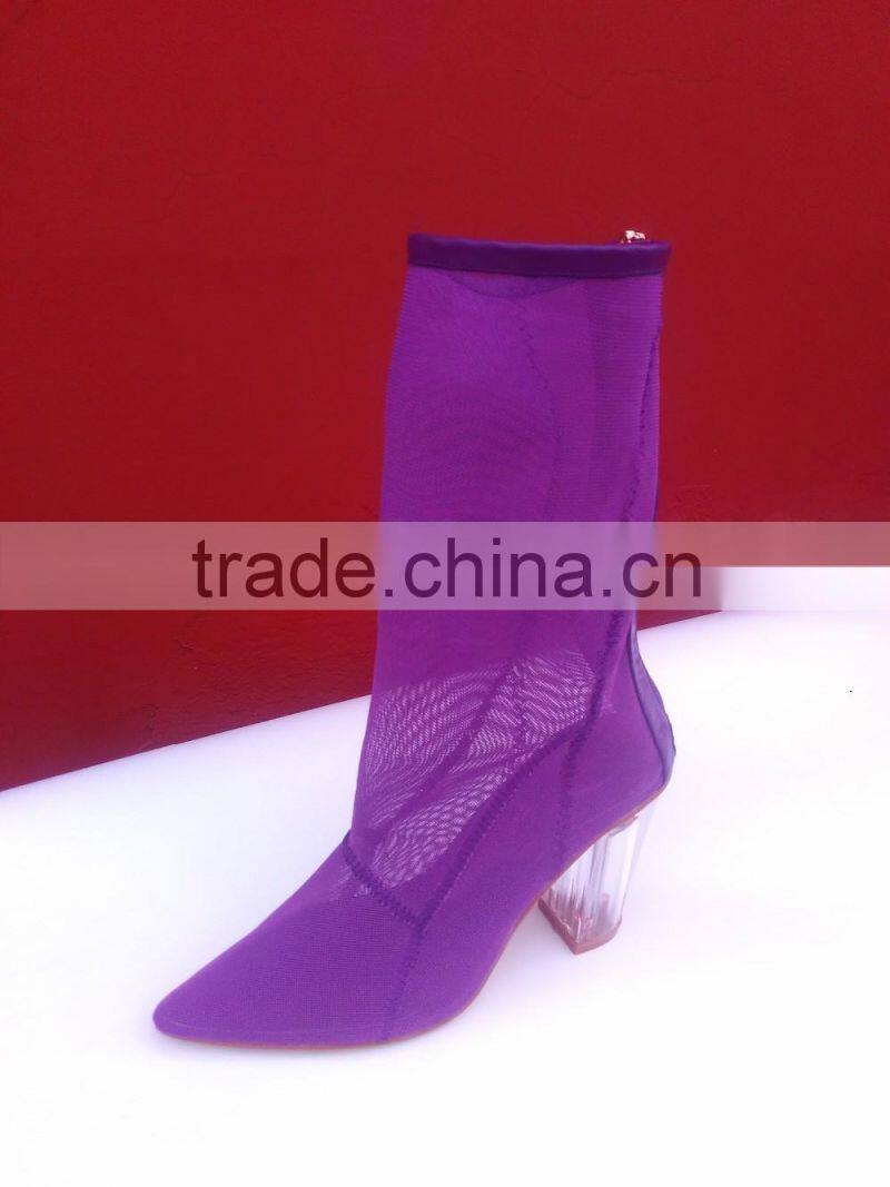 CX340 clear heel mesh upper dressing boot