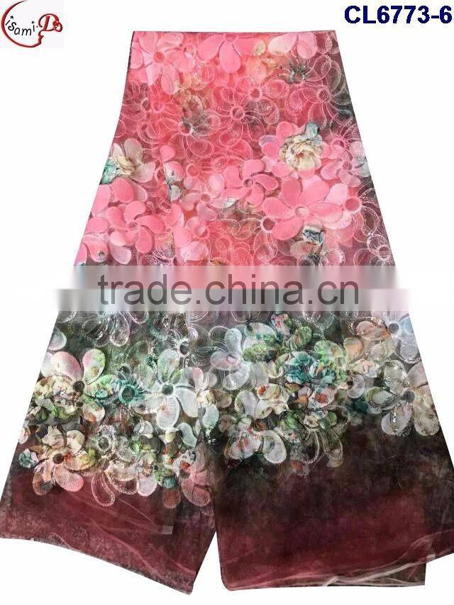 CL6773(1-4) new arrival flower pattern Organza lace dress french lace sequins lace net fabric
