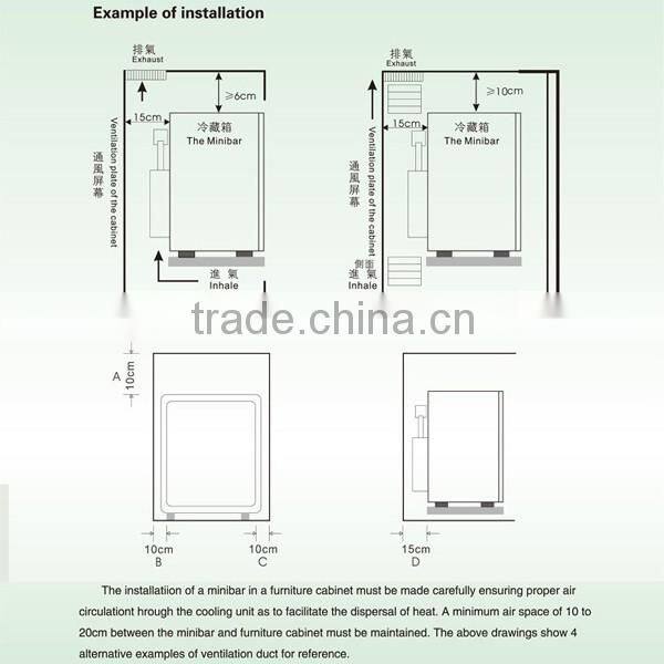 New absorption hotel room energy drink mini frdige with glass door