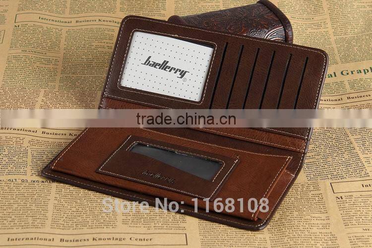 New Brand Leather Purse ID Credit Card Holder Bifold Zipper Long Mens Wallet