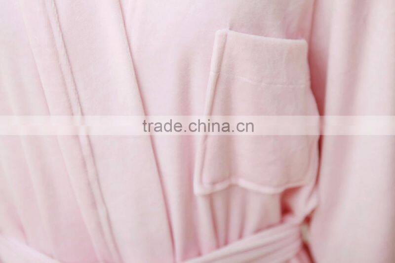 Velvet Bathrobe Polyester Microfiber New Wholesale Bathrobe Pink Girls Robe