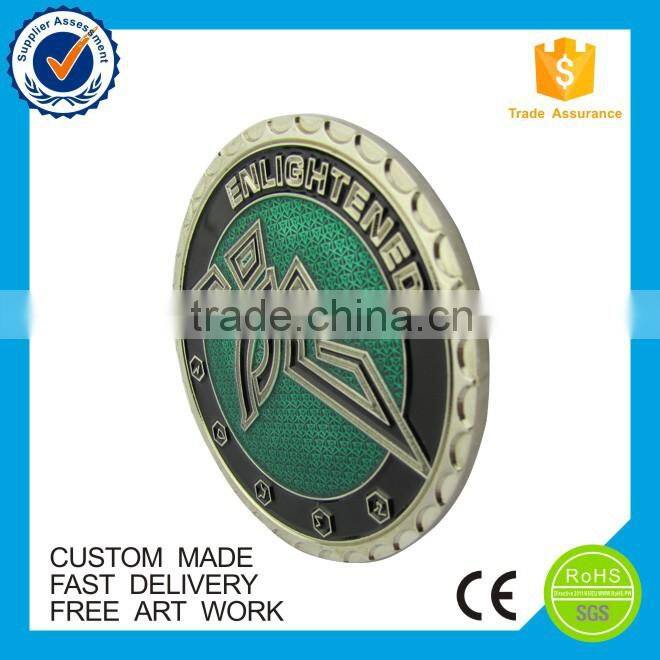 Novelty gold and silver enamel coin