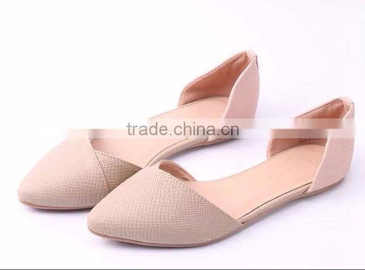 2016 ladies flat shoes snake PU upper pointed toe shoes ladies fancy ballerina shoes