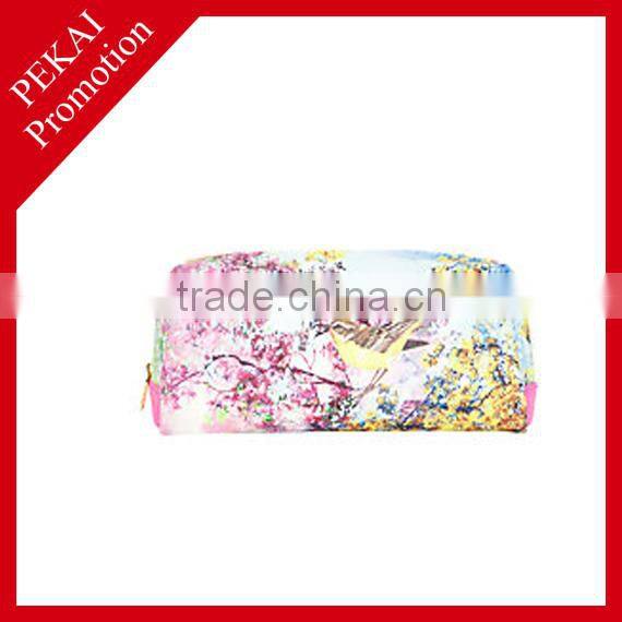 Colorful cosmetic bag with three compartments