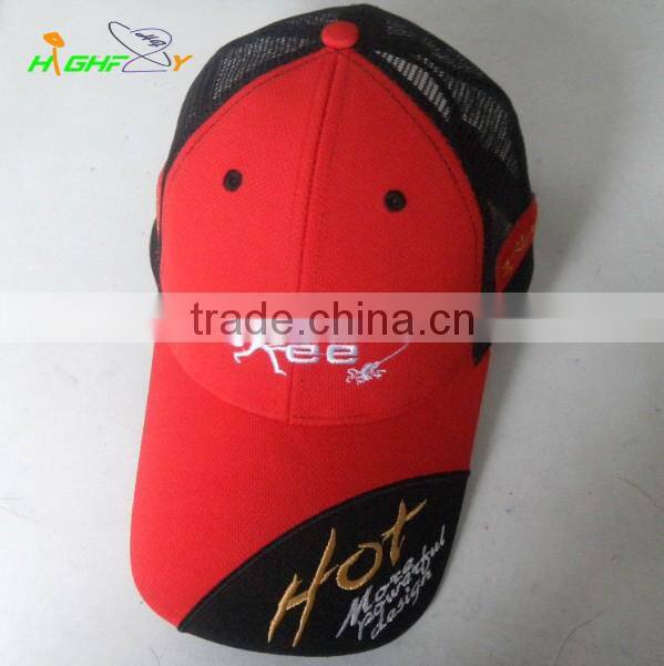 High quality and cheap curved brim 6 panel custom embroidery logo mesh trucker cap racing cap