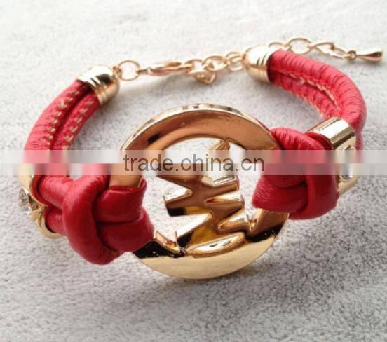 fashion vintage Pu leather lady leather bracelet wholesale