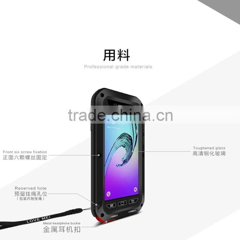 Waterproof Original Love Mei Powerful Case Metal Aluminum Cover For Samsung Galaxy A3 A3100 With Gorrila Glass