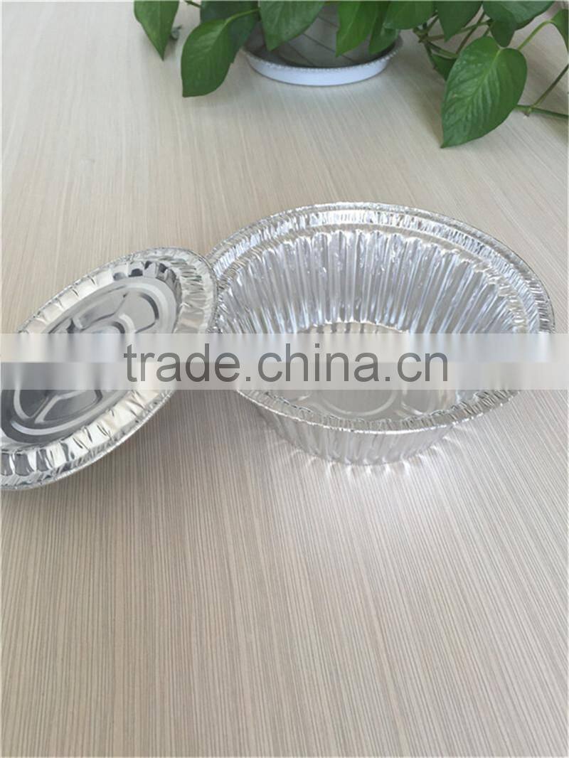 Recyclable aluminum foil lunch box with foil lids, round salad container takeaway