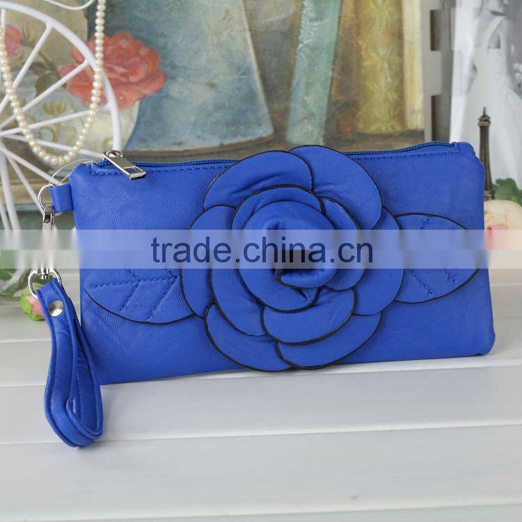leather pu rose flower purses mobile bag
