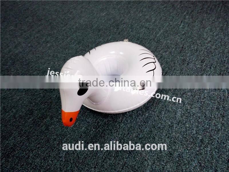 Plastic inflatable floating swan cup holders