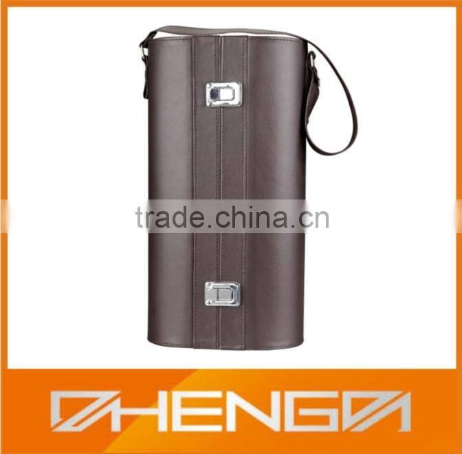 Best Sell factory custom made black round single leather wine box (ZDS-F371)