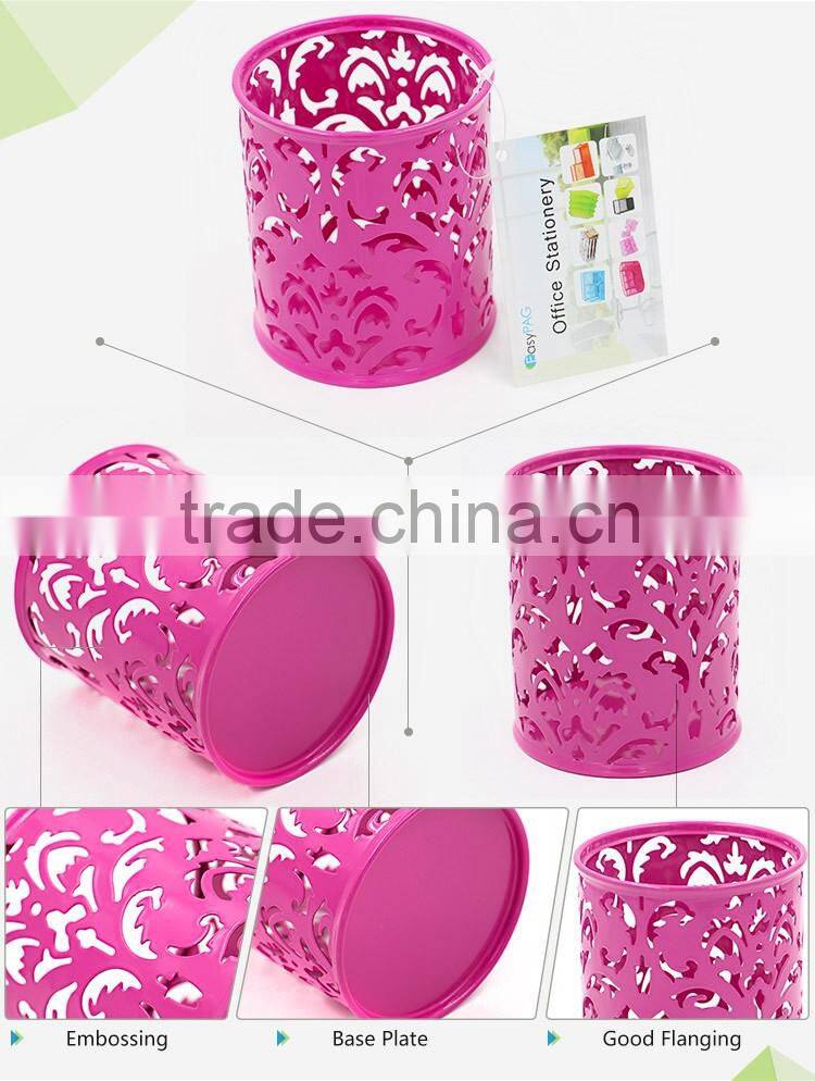 EasyPAG 2 Pcs 3-1/4 inch Dia x 3-3/4 inch High Round Metal Embossing Pen Pencil Holder