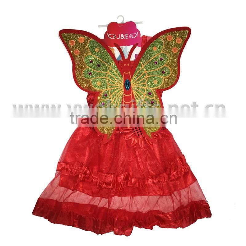 Tinkerbell Tutu Red Butterfly Childs Fairy Costume Wing Wand Set