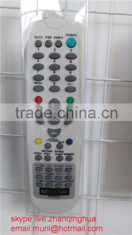 ZF White 43 Keys RM-683CB Universal Remote Control with 2*AAA Battery