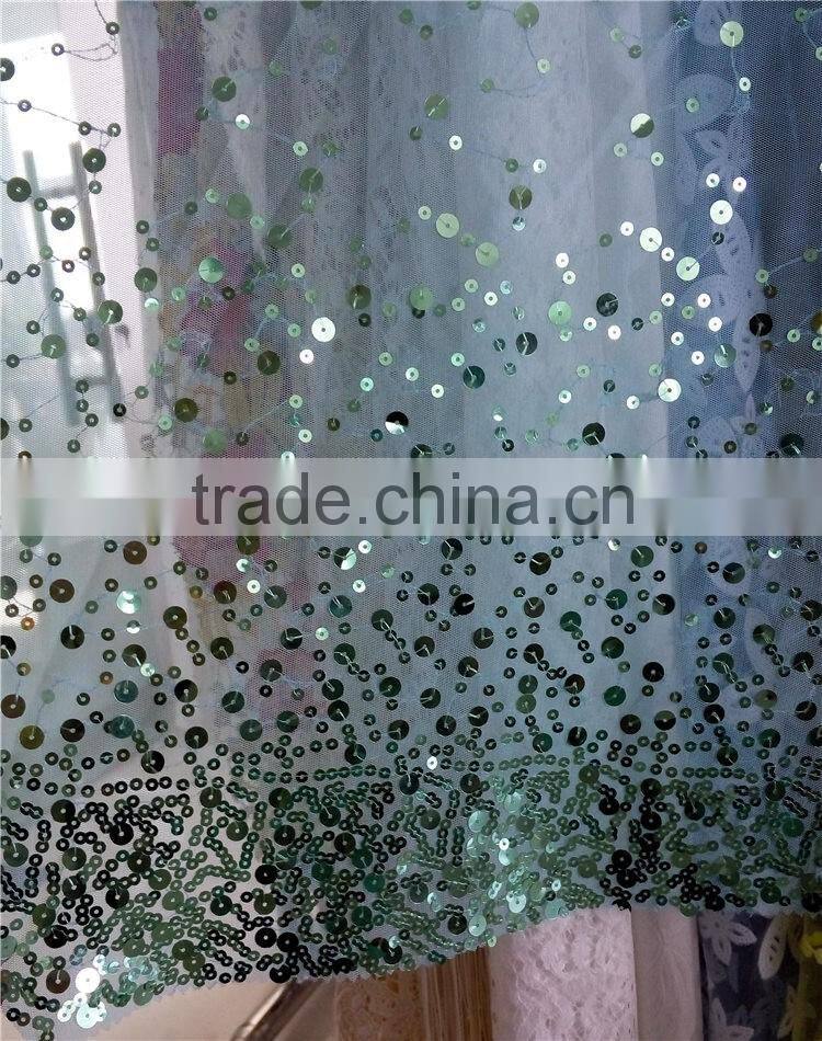 100% polyester embroidered sequins lace for wedding dress/ball gown