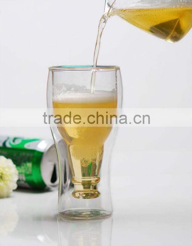 Beer bottle design of Double wall Champagne glass cup