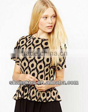 ODM&OEM manufactures fashion designer Apparel in china Printed Tops shkz 175