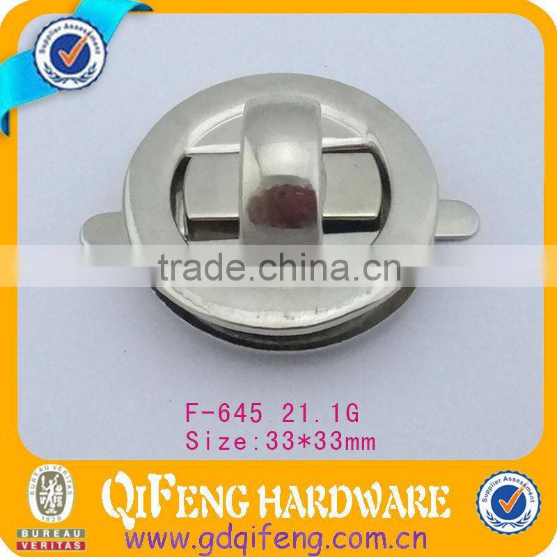 good quality circle zinc alloy metal bag turn lock,handbag lock,bag accessories,qifeng,f-645