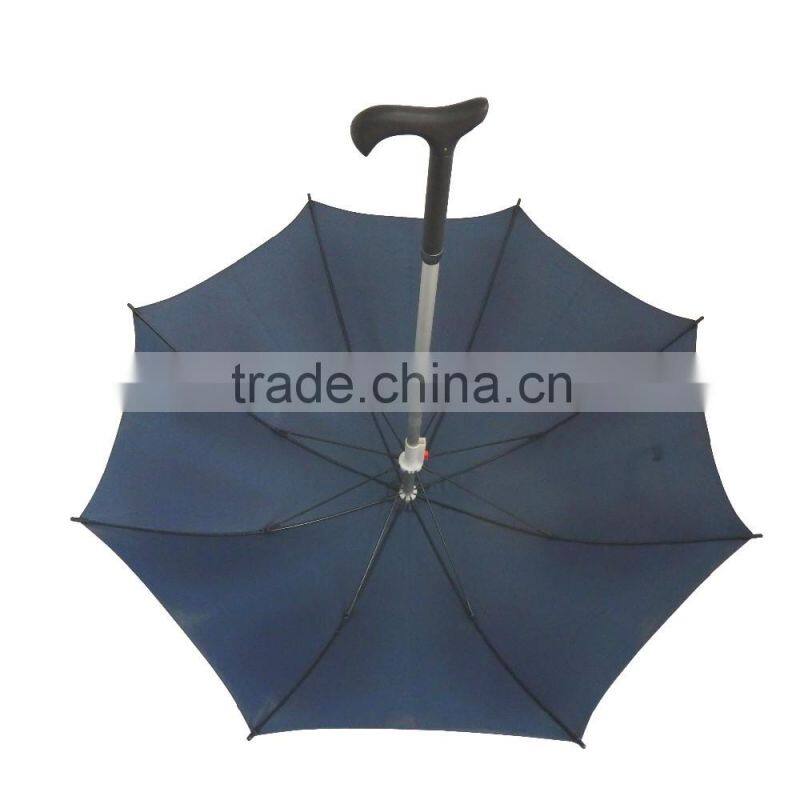 Special design Dark blue crutch handle cane straight umbrella