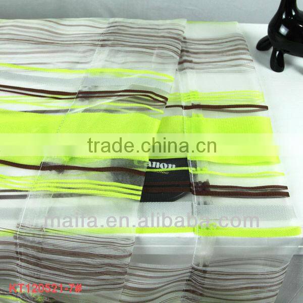 100% Polyester Blue and White Stripe Voile Finished Curtain Fabric Design(rideaux bleus marine)