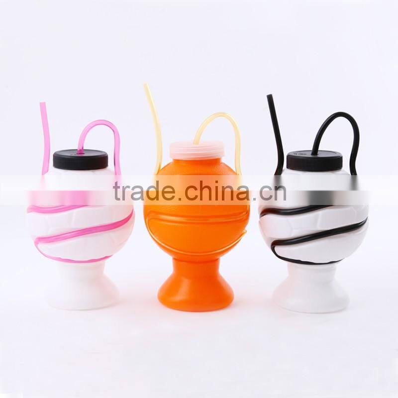 Plastic cup with swirly straw