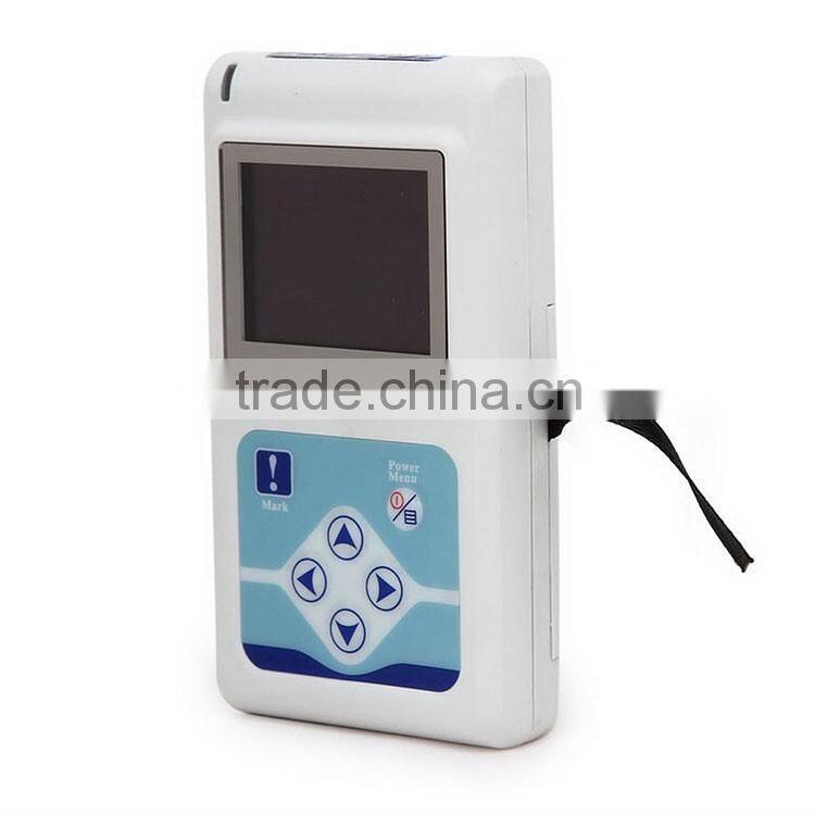 Light weight 12 channel 12 Lead Color LCD display ECG Holter Monitor with 24 Hours recorder