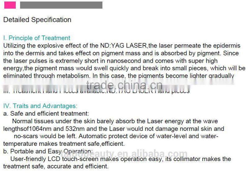 2016 TOP Quality MIni ND Yag laser machine for tattoo removal/tattoo anesthetic tattoo removal laser machine