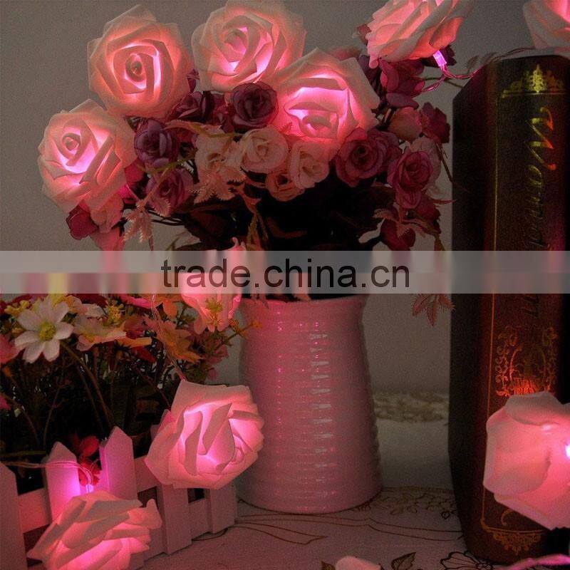 20 LED Rose Flower String Lights for Wedding Garden Party Christmas Decoration Warm White