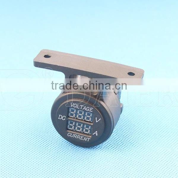 High Quality 5V~30V Car Dual Port Digital Voltmeter And Ammeter Socket With Bracket One Hole Panel