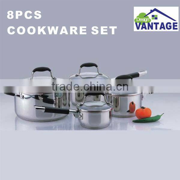 8pcs cookware sets kitchen accessories cookware stainless steel with silicone handle