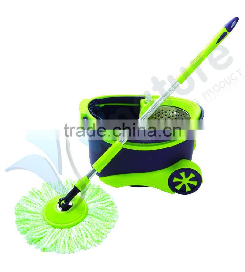 Magic mop with wheels fast dehydration and washing mop head