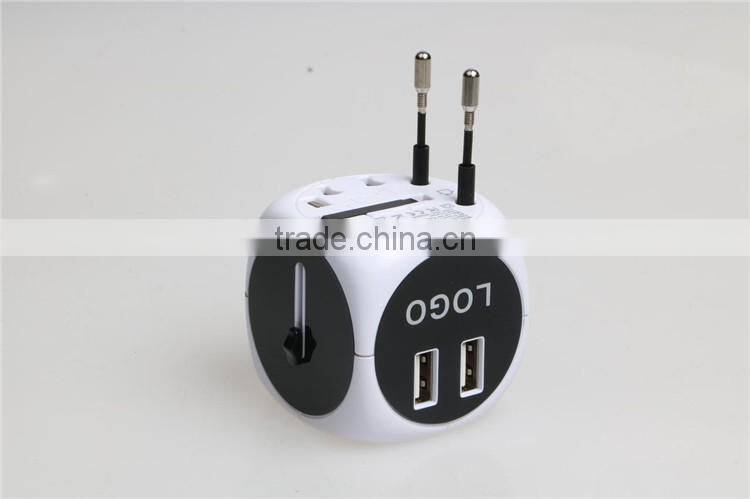 Newest Travel Adapter Universal Plug to American Power Adapter With double USB port 250V 2500Ma Universal Travel