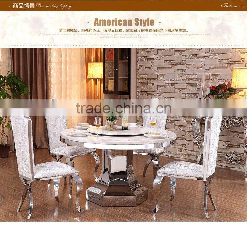 Modern royal dining room stainless steel table and chairs