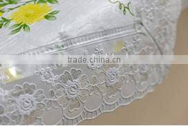 Square tablecloth Tablecloth stocklot PVC non-woven fabric flower design Square tablecloth with 3 inch lace