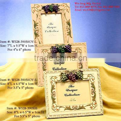 Polyresin Heart-Shaped Pink Flower Wedding Photo Frame