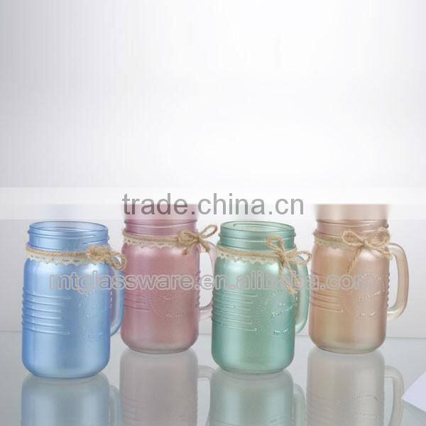 bud silk cloth 4colorful machine made glass mason jar vase