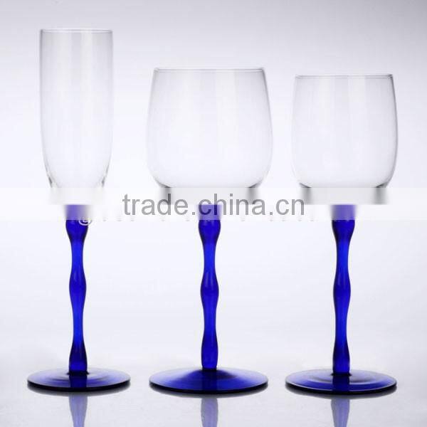 antique wine glass blue stem wine glass wedding wine glass