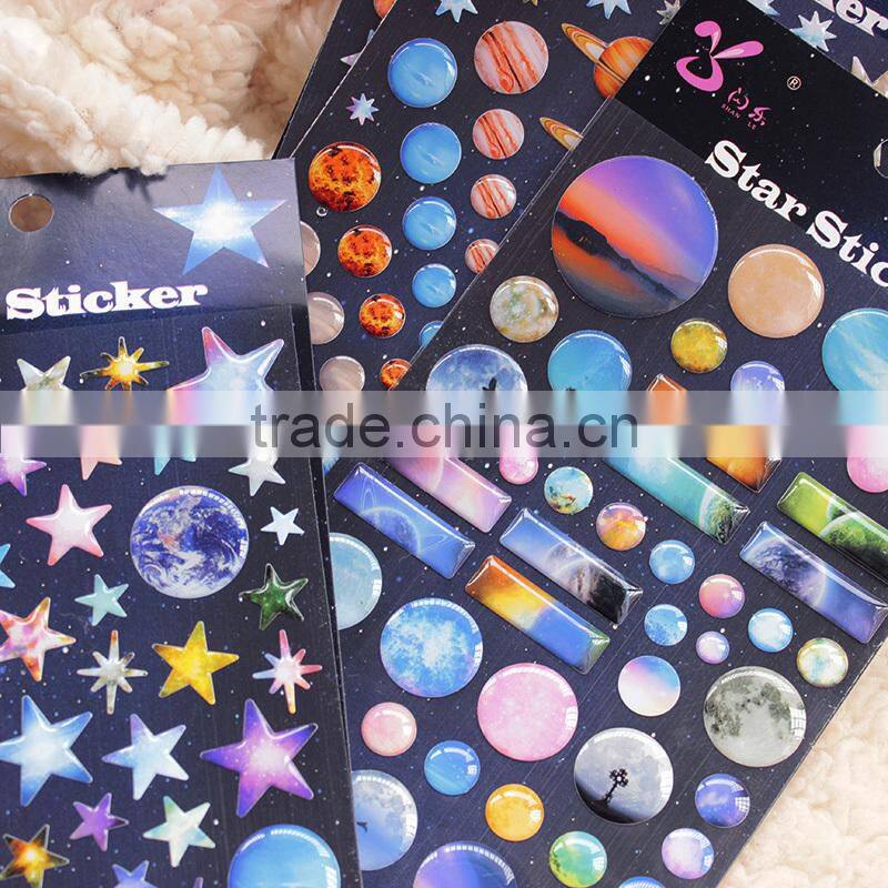hot star sky design Crystal epoxy sticker, self-adhensive label, epoxy resin sticker