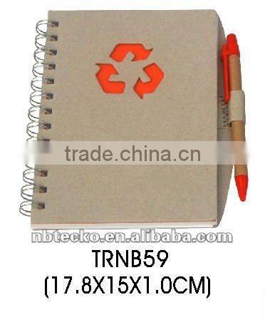 2014 most popular ECO friendly Recycled spiral paper notepad with recycled pen