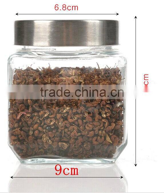 transparent dried food glass jar with plastic lids /metal lids