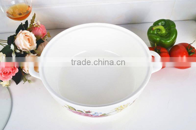 10" porcelain pot suitable for microwave oven with glas lid