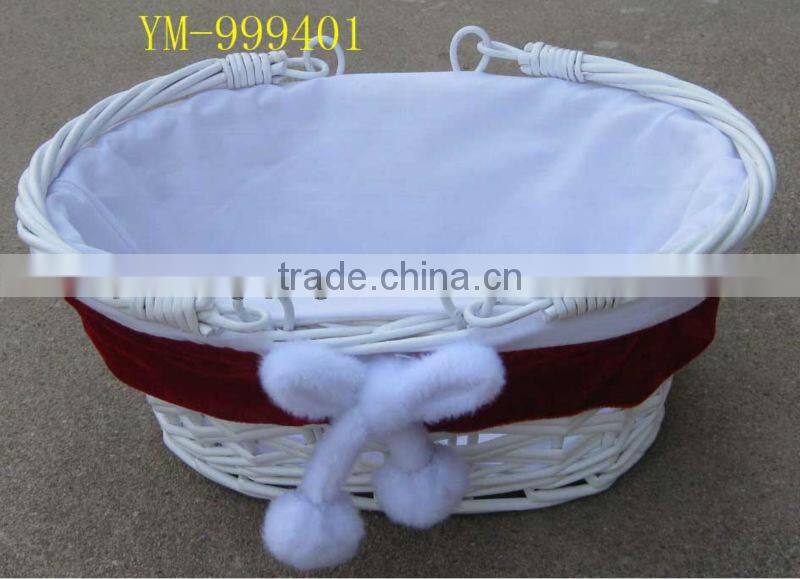 White Wicker Santa Basket for Christmas