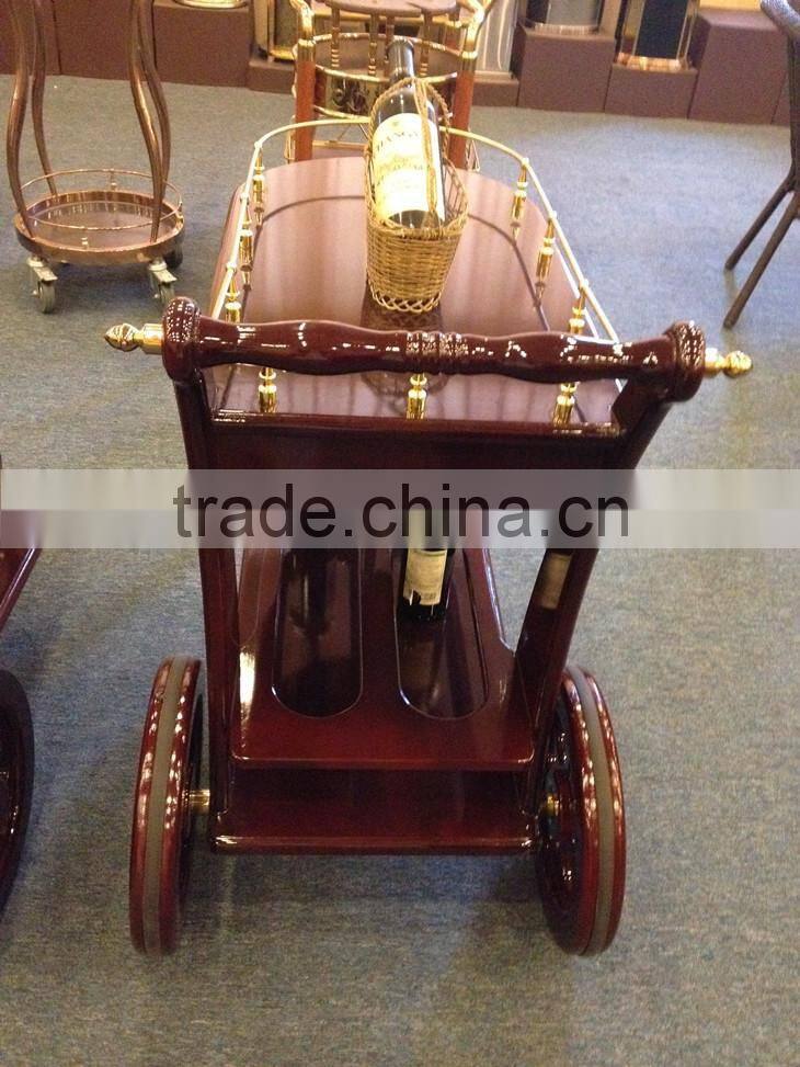 Luxury Wooden wine and liquor cart food service trolley C-32
